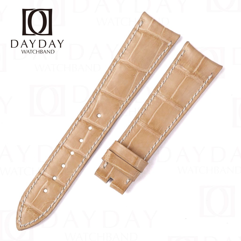 Custom belly scale alligator watch straps(Multi-colors) 20 Curved End custom Alligator Beige leather watch band for Audemars Piguet Millenary strap 4101 Oval Shape Maserati Anniversary 90