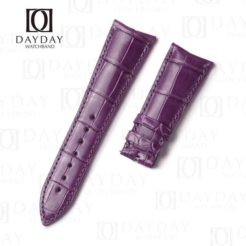 Curved End custom Alligator purple leather watch band for Audemars Piguet Millenary strap 4101 Oval Shape Maserati Anniversary 90