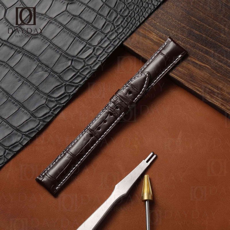 Custom handmade black Audemars Piguet Millenary AP 4101 genuine alligator leather watch band for sale price (2)