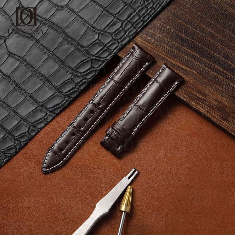 Custom handmade black Audemars Piguet Millenary AP 4101 genuine alligator leather watch band for sale price