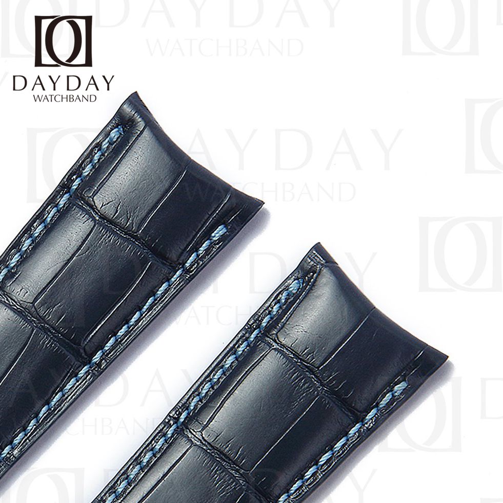 Custom handmade dark blue Audemars Piguet Millenary AP 4101 genuine alligator leather watch strap