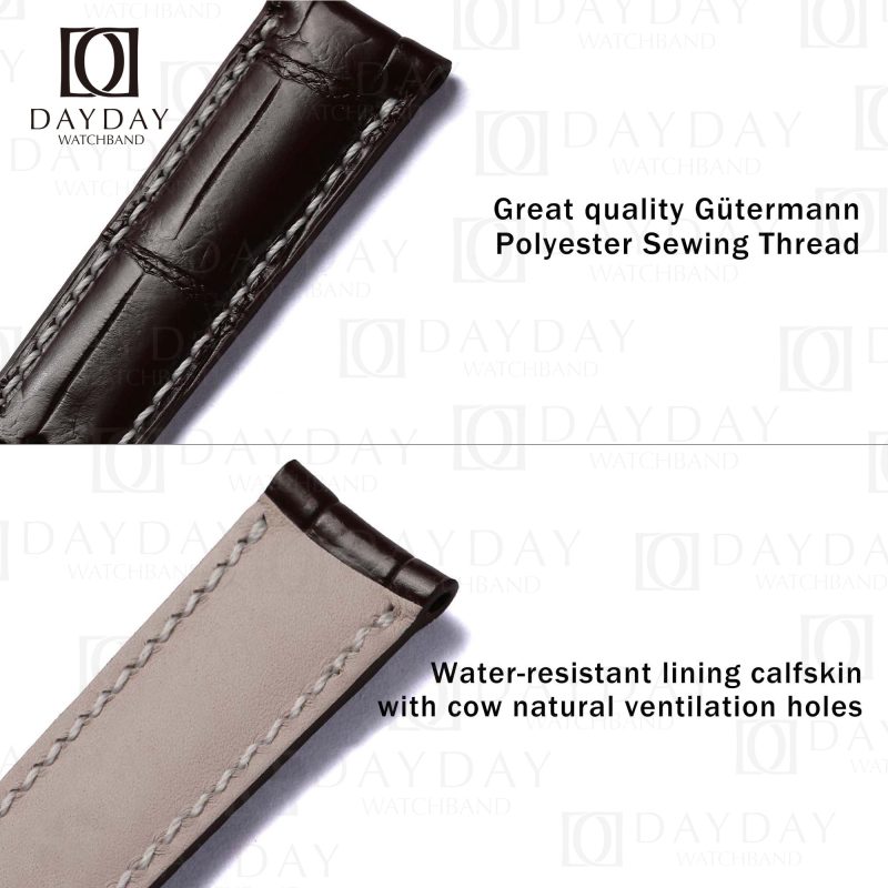 Personalized bespoke black crocodile leather watch band replacement for Audemars Piguet Millenary AP 4101 (2)