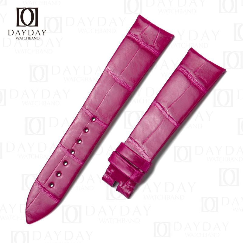 Personalized bespoke pink crocodile leather watch band replacement for Audemars Piguet Millenary AP 4101