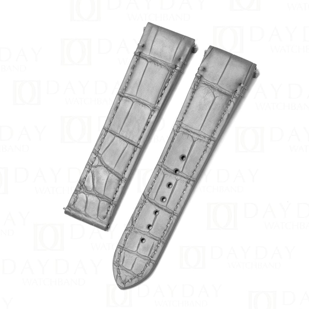 Custom grey cartier santos quick realse alligator watch strap