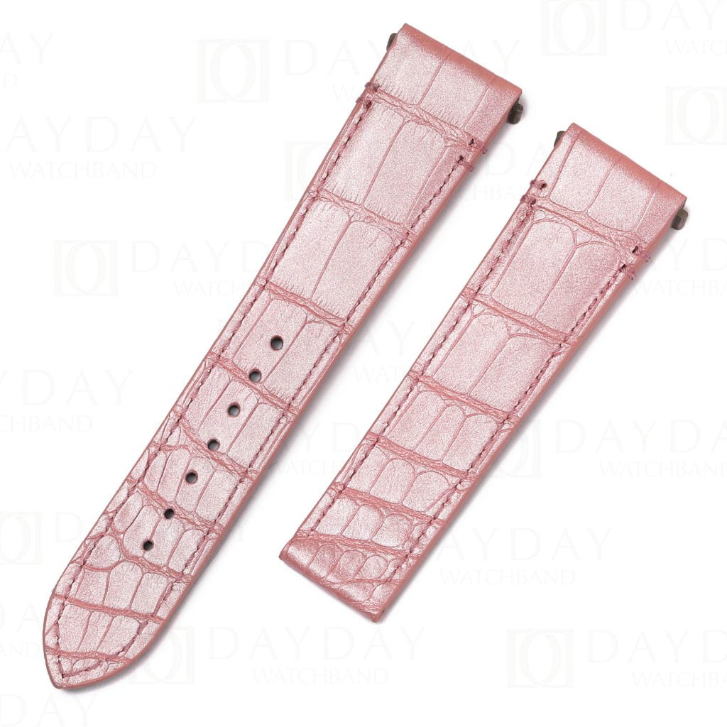 Custom pearl pink cartier santos quick realse alligator watch strap