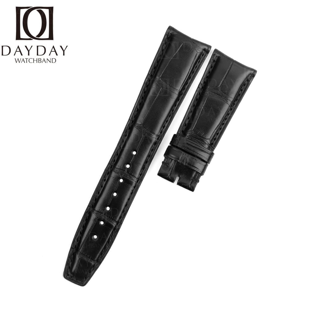 Personalized Handmade 20mm 22mm replacement black alligator leather watch band curved end fit for IWC Portuguese Portugieser strap