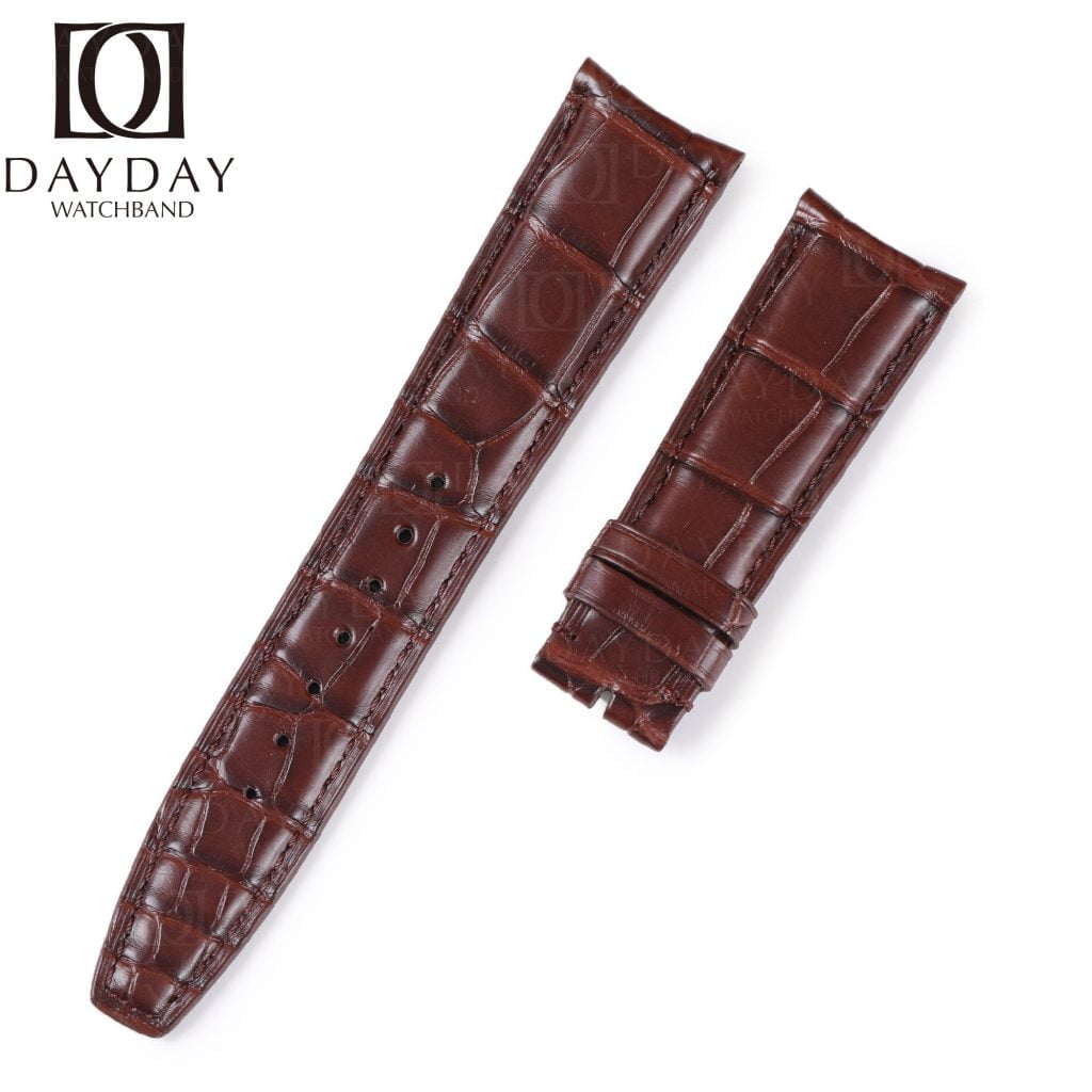 Personalized Handmade 20mm 22mm replacement brown alligator leather watch band curved end fit for IWC Portuguese Portugieser strap