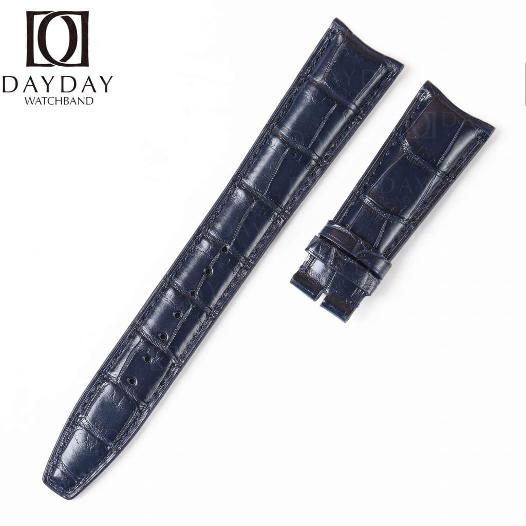 Personalized Handmade 20mm 22mm replacement black alligator leather watch band curved end fit for IWC Portuguese Portugieser strap
