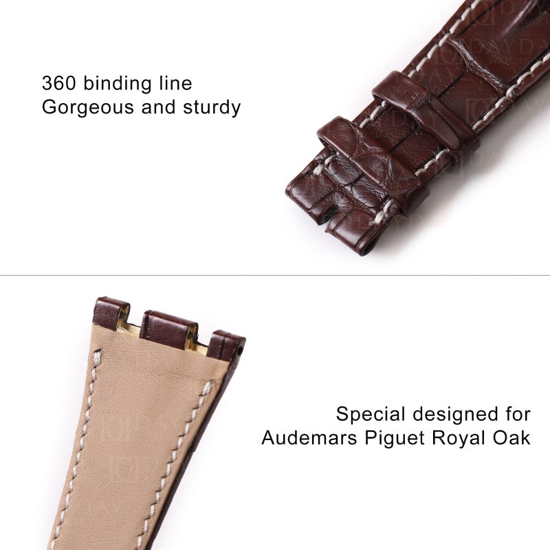 Replacement-Brown-alligator leather-watch-strap-band-for-Audemars-Piguet-AP Royal-Oak-offshore-chronograph Arnold Schwarzenegger Lebron James Panda
