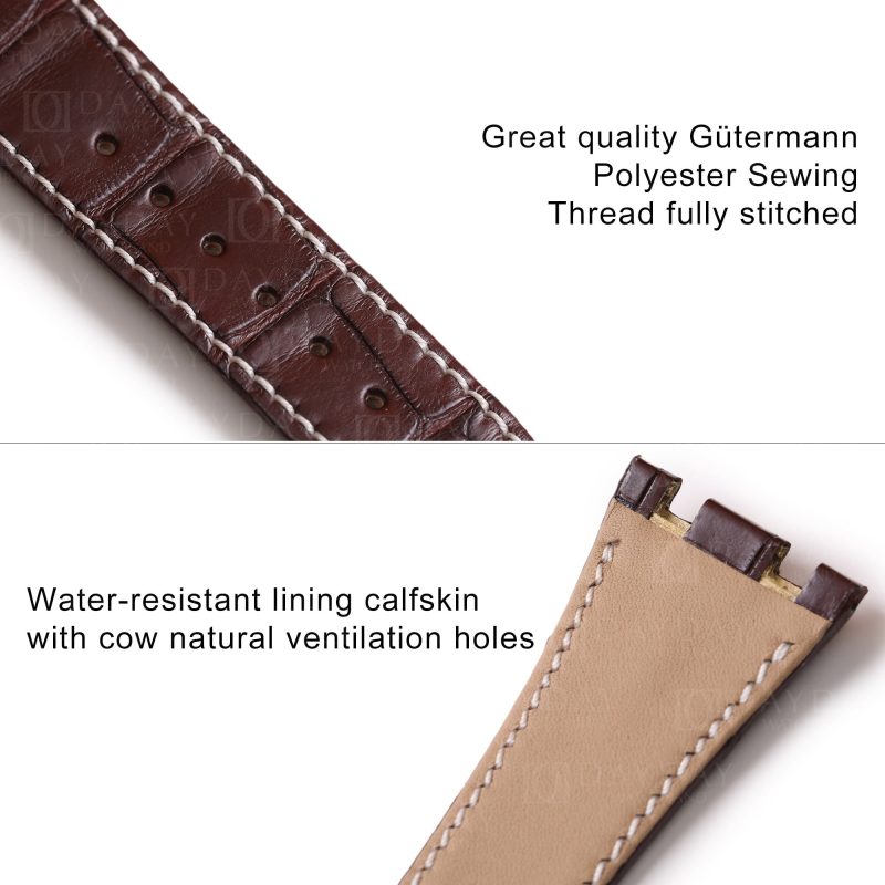 Replacement-Brown-alligator leather-watch-strap-band-for-Audemars-Piguet-AP Royal-Oak-offshore-chronograph