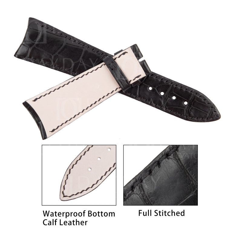 Audemars-Piguet-Millenary-Curved-End-replacement-Black- crocodile Leather-watch-band strap replacement