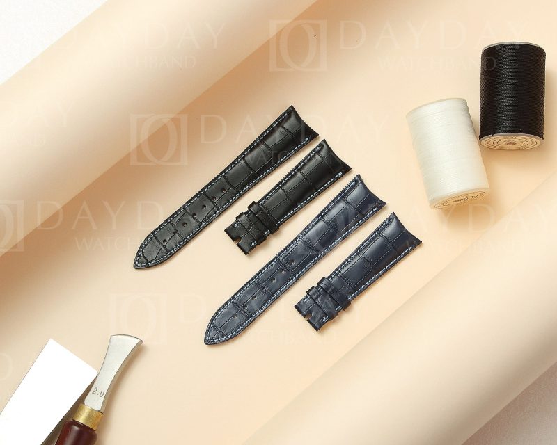 Audemars-Piguet-AP Millenary-Curved-End-replacement-Black Blue alligator-Leather-watch-band strap