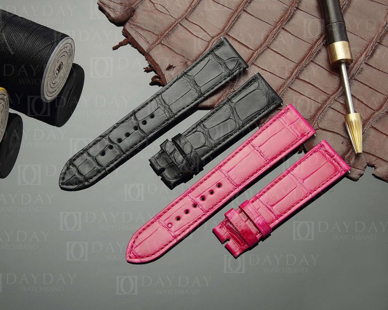 Black Pink Alligator leather watch band Patek Philippe Calatrava 5116 5119 5120 5296 strap