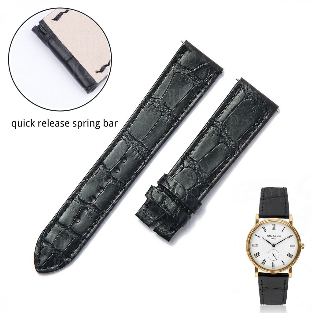 Black Alligator leather watch band Patek Philippe Calatrava 5116 5119 5120 5296 strap