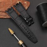 Buy Custom Audemars Piguet AP Royal Oak Black leather strap Alligator watch band (2)