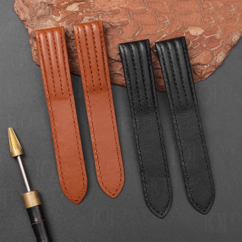 Buy Custom Black leather watch band for Cartier Roadster strap best sale (3)