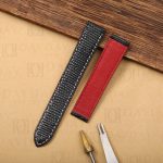 Buy Custom genuine reptile skin Black leather Cartier Tank Solo watch bands (1)