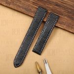 Buy Custom genuine reptile skin Black leather Cartier Tank Solo watch bands (2)