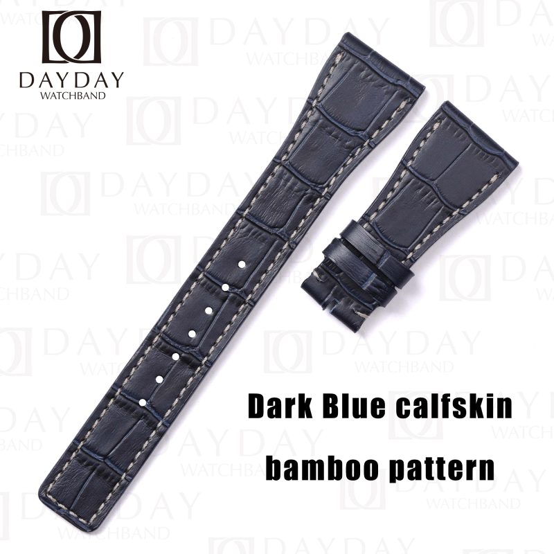 Buy Custom handmade Dark Blue calfskin bamboo pattern for IWC Da Vinci Watch Strap