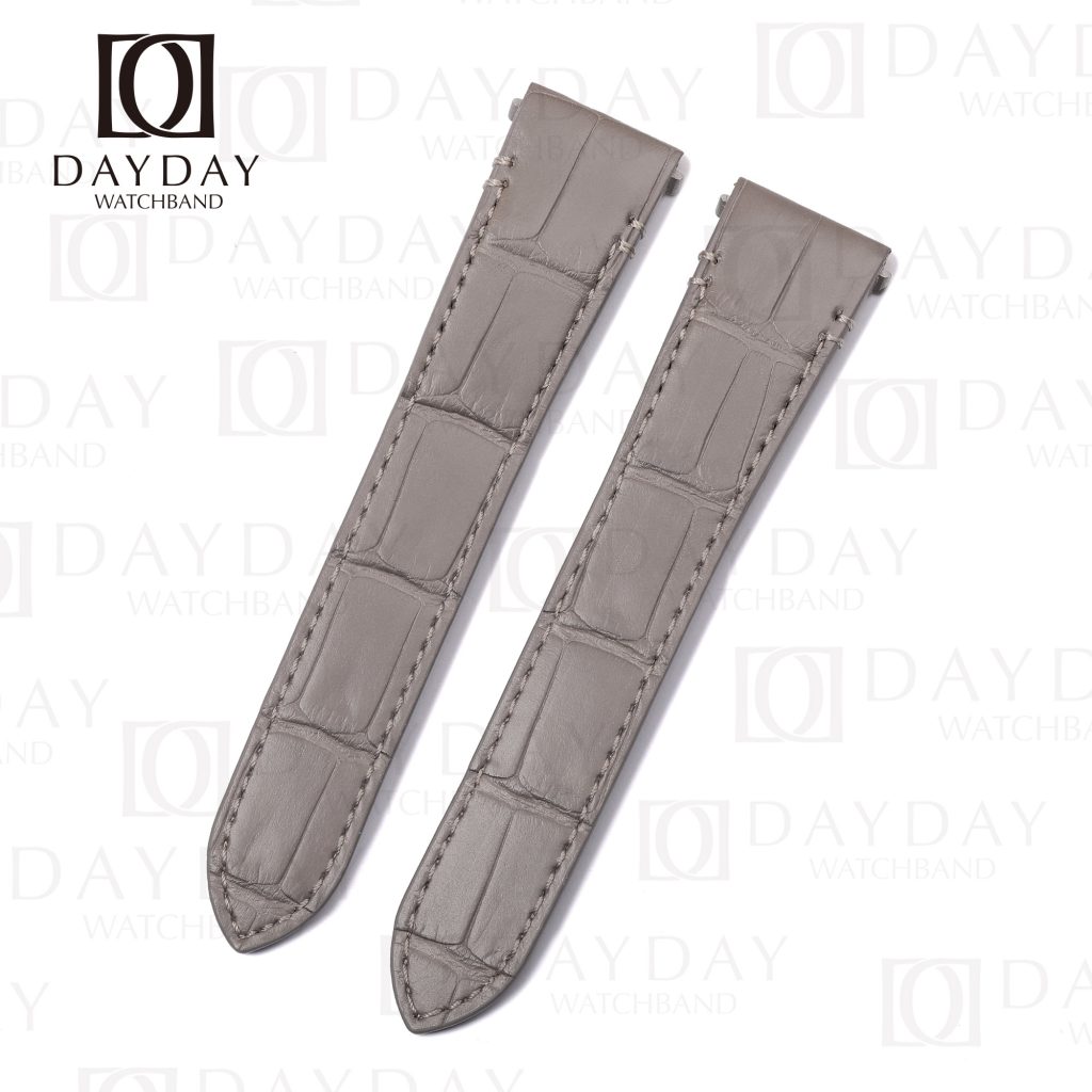 Buy Custom handmade replacement aftermarket Grey alligator leather watch band for Cartier Santos quickswitch strap 19mm 21mm