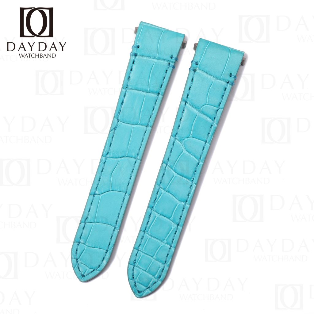 Buy Custom handmade replacement aftermarket Sky blue alligator leather watch band for Cartier Santos quickswitch strap 19mm 21mm