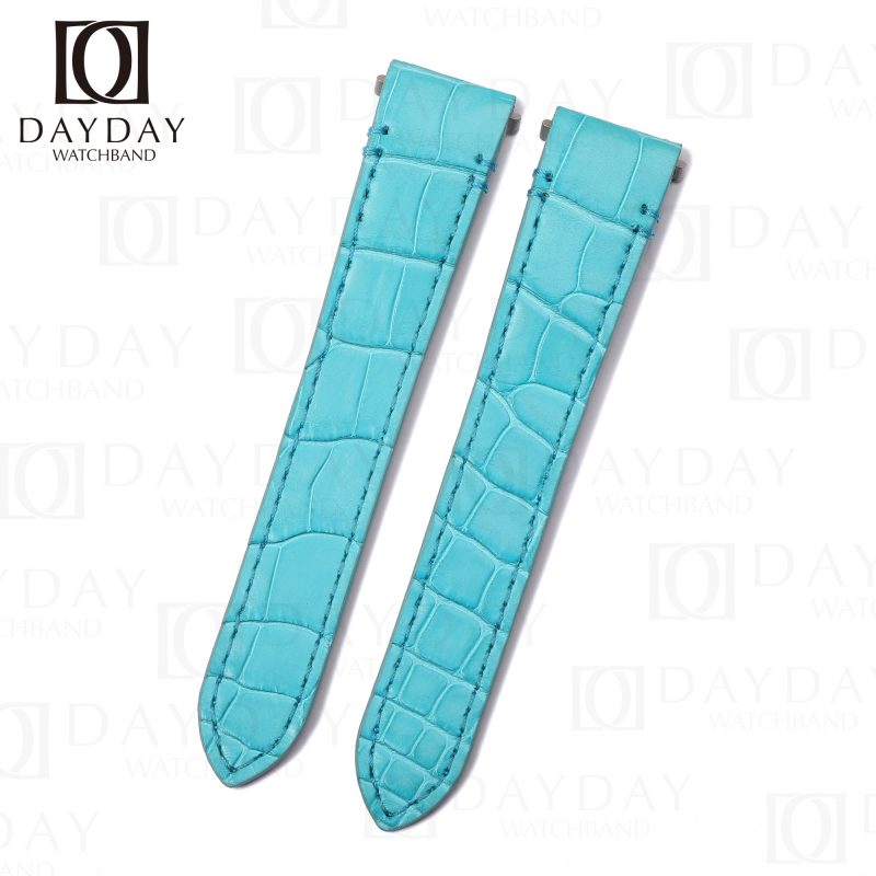 Buy Custom handmade replacement aftermarket Sky blue alligator leather watch band for Cartier Santos quickswitch strap 19mm 21mm