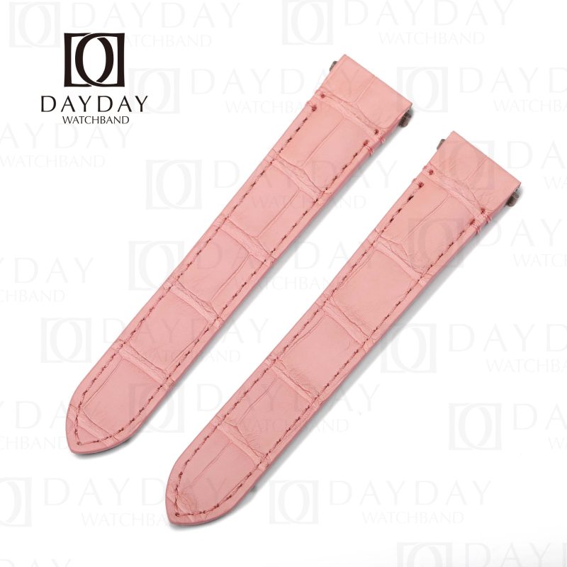Buy Custom handmade replacement aftermarket pink alligator leather watch band for Cartier Santos quickswitch strap 19mm 21mm (1)