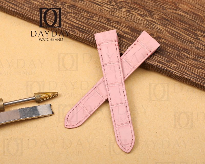 Buy Custom handmade replacement aftermarket pink alligator leather watch band for Cartier Santos quickswitch strap 19mm 21mm (2)