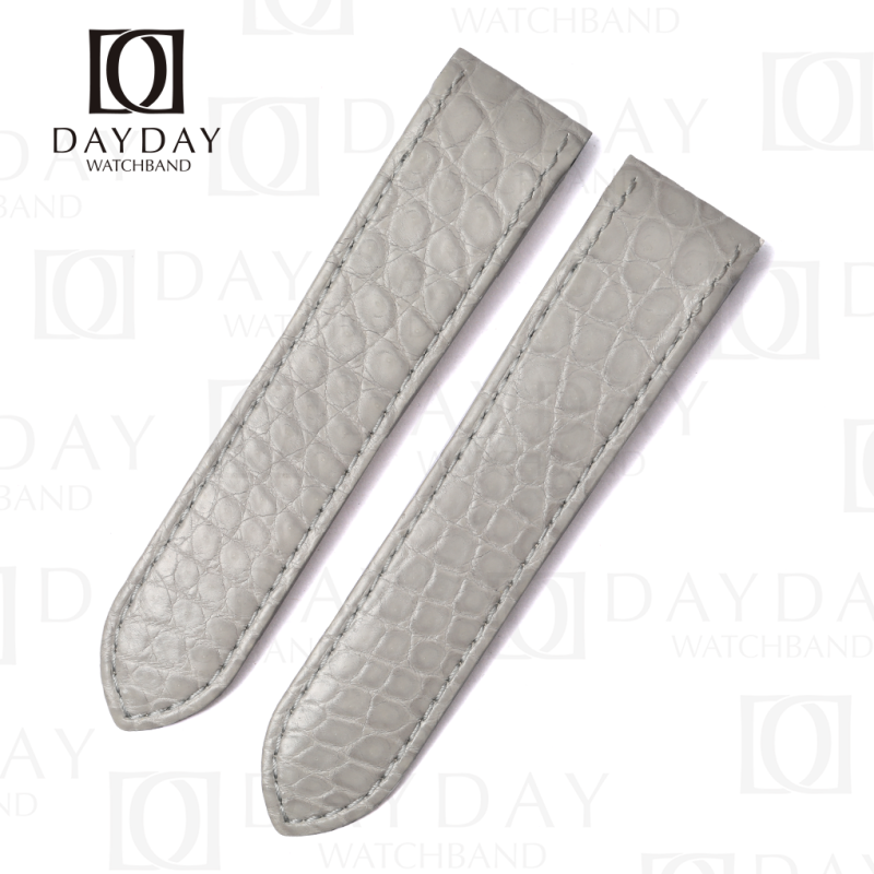 Buy custom double-folded Replacement Gray leather watch strap band fit for Cartier Santos 100 midsize-large-XL Round Scale