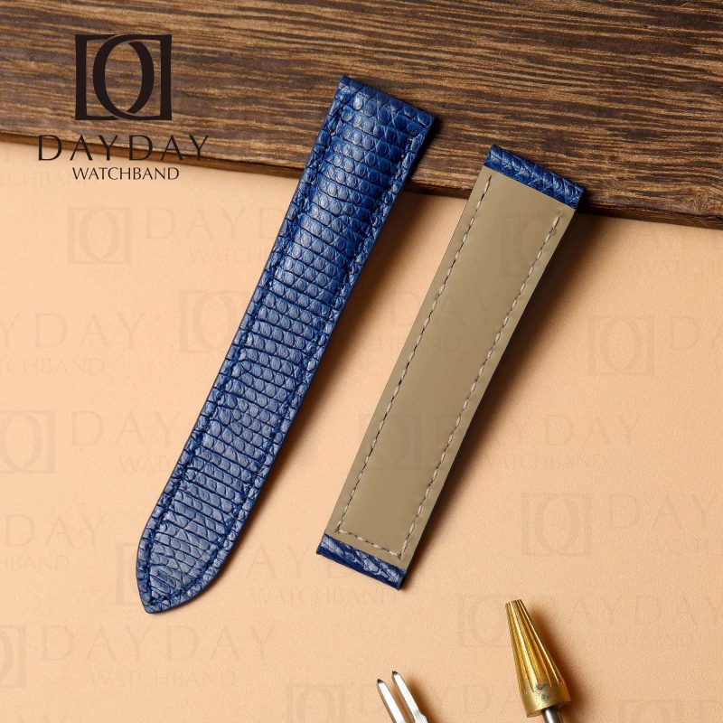 Buy custom genuine reptile skin blue leather cartier tank solo watch bands for Cartier Ronde Solo Tank Solo XL watches