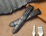 Custom Cartier Roadster strap black alligator leather replacement watch band 19mm 20mm