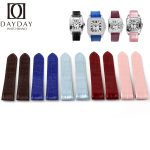 Buy custom crocodile watch belt for Cartier-Santos-100-midsize-large-size-Replacement-black blue ice blue red pink-leather-watch-band-strap-Alligator