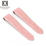Buy custom crocodile watch belt for Cartier-Santos-100-midsize-large-size-Replacement-pink-leather-watch-band-strap-Alligator