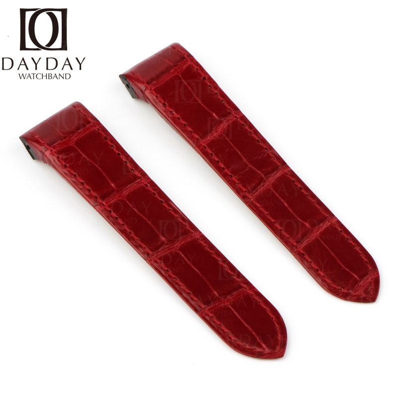 Buy custom crocodile watch belt for Cartier-Santos-100-midsize-large-size-Replacement-red-leather-watch-band-strap-Alligator