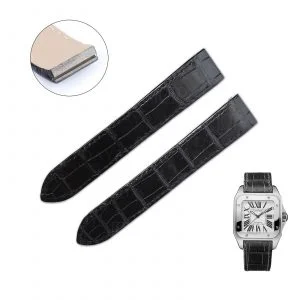 Cartier-santos Galbée Galbee Carree 29mm-old -style-replacement-black-alligator-leather-strap