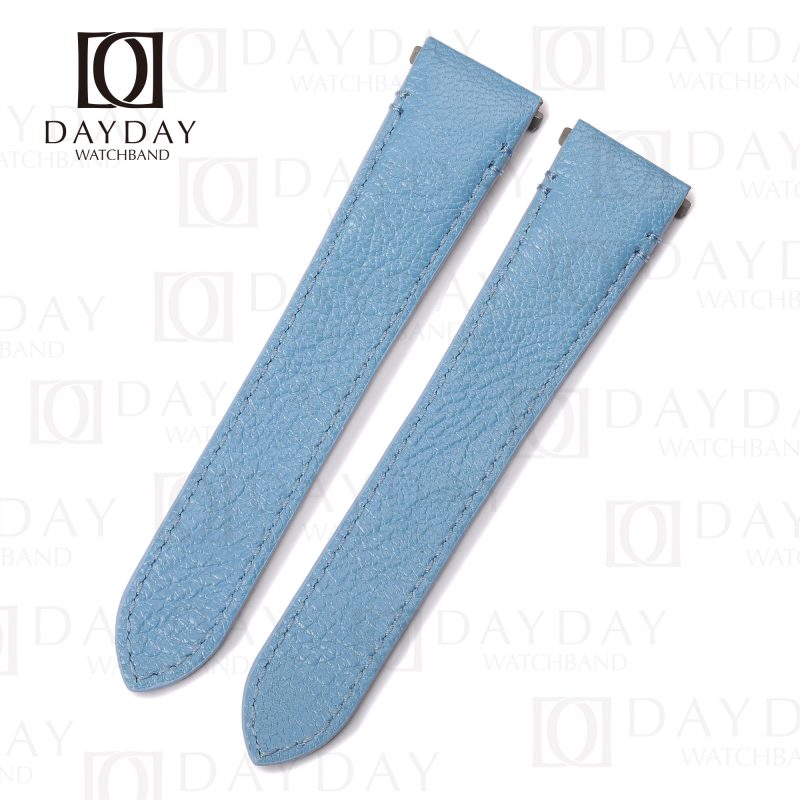 Cartier santos quickswitch leather strap Royal Ice blue watch band replacement for sale