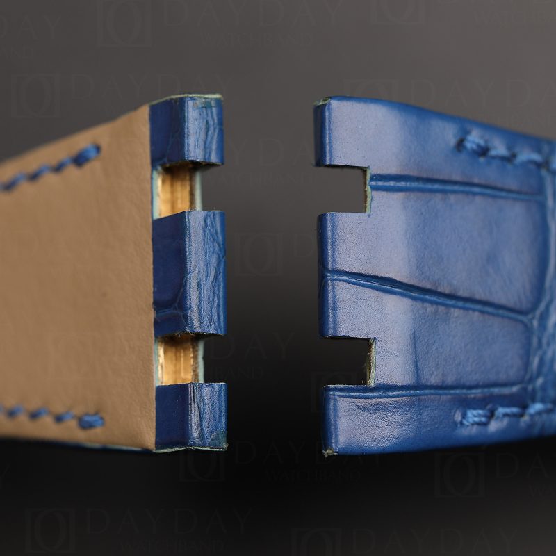 Custom Audemars Piguet AP Royal Oak Blue leather strap Alligator watch bands (1)