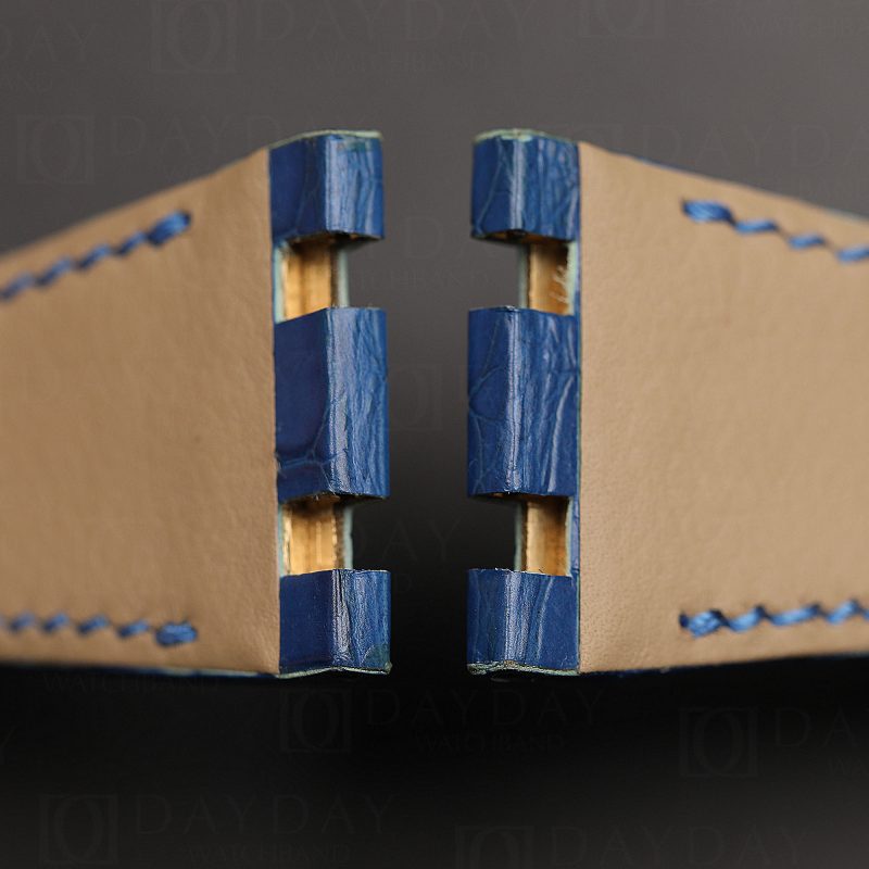Custom Audemars Piguet AP Royal Oak Blue leather strap Alligator watch bands (2)