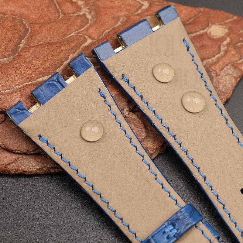 Custom Audemars Piguet AP Royal Oak Blue leather strap Alligator watch bands (3)