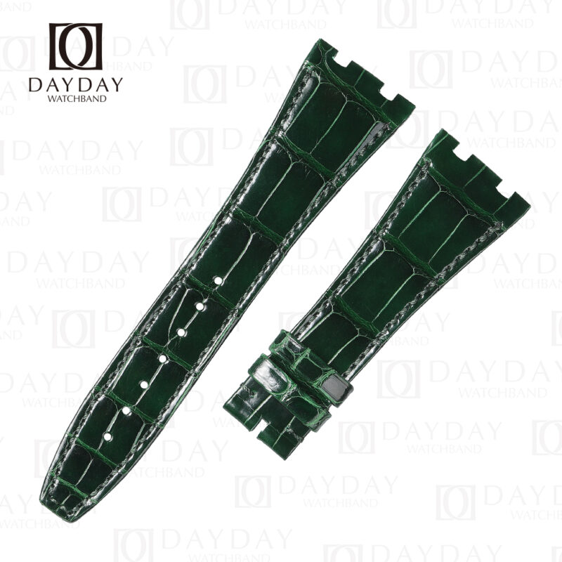 Custom Audemars Piguet AP Royal Oak Dark green leather strap Alligator watch band