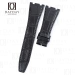 Custom Audemars Piguet AP Royal Oak Black leather strap Alligator watch band