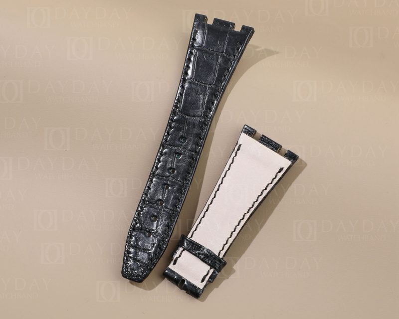 Custom Audemars Piguet Royal Oak strap Alligator black leather watch band