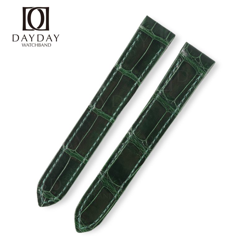 Custom Cartier santos Galbée Galbee Carree 29mm old style replacement Green alligator leather strap