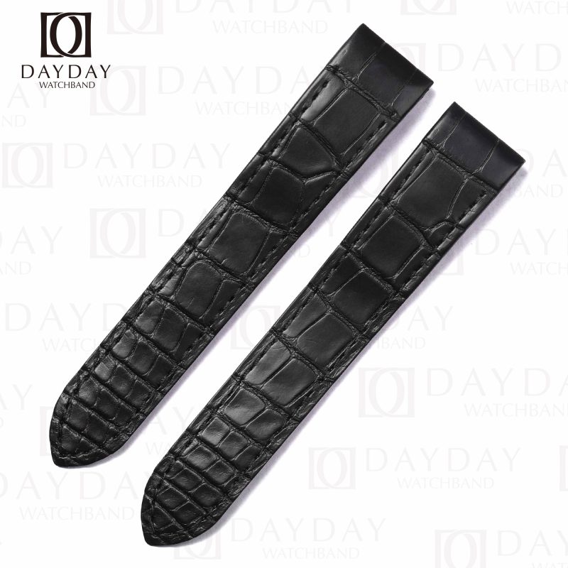 Custom Cartier santos Galbée Galbee Carree 29mm old style replacement black alligator leather strap (1)