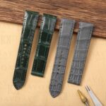 Custom Green Grey cartier santos quick realse alligator watch strap