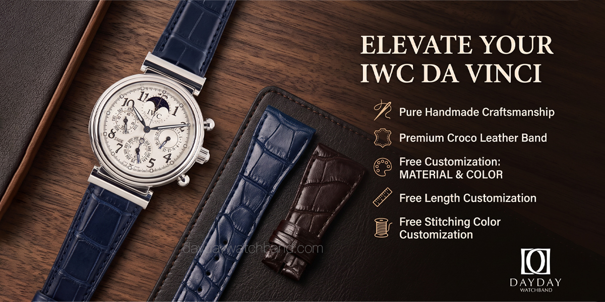 Custom Handmade Croco leather watch band for IWC Da Vinci watch 24mm (Multi-color) 1 Custom Handmade Croco Leather watch strap for IWC Da Vinci watch
