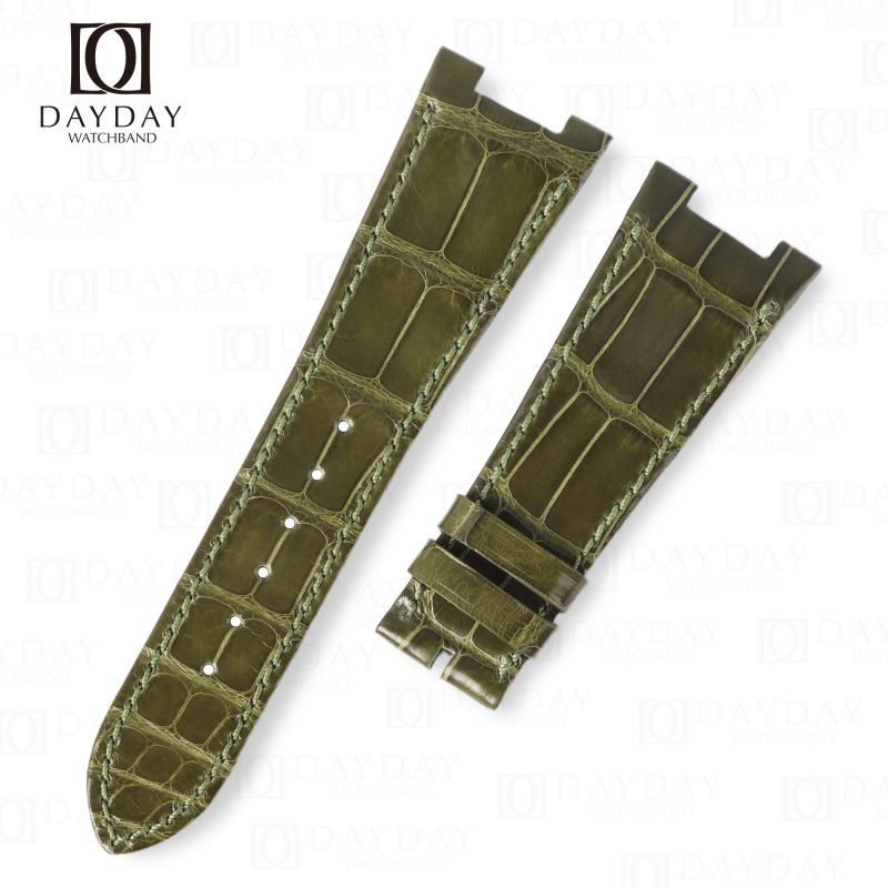 Custom replacement Olive green alligator leather watch bands for Patek Philippe Nautilus 5711 5712 strap for sale