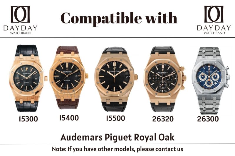 Custom leather watch strap for AP Royal Oak 26320, 26300, 1500, 15300, 15400