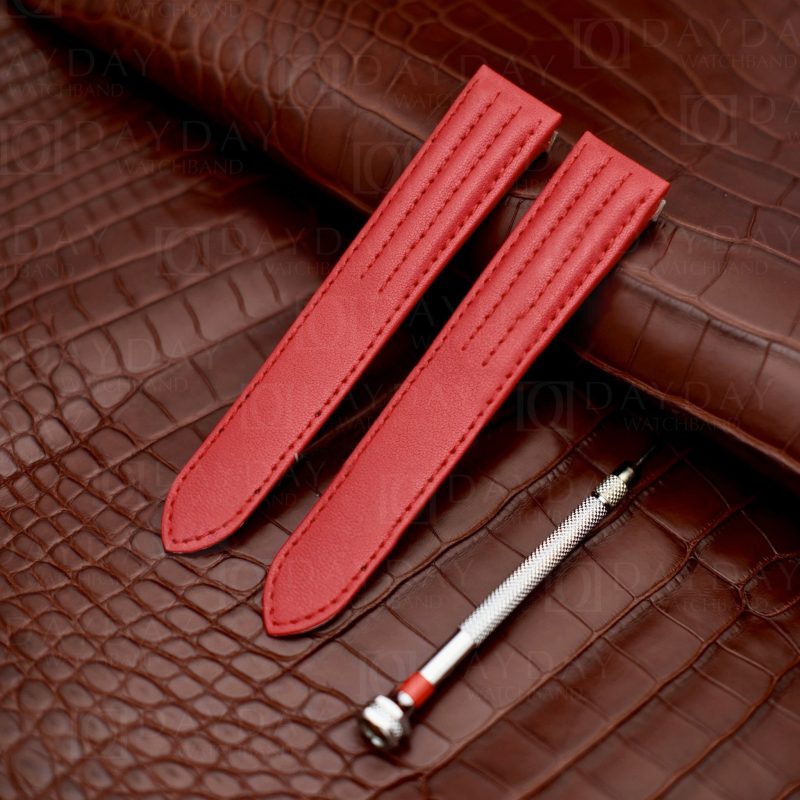 Custom-red-leather-watch-band-for-Cartier-Roadster-strap-best-sale