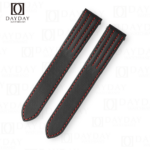 Custom replacement Black canvas nylon strap Red stitching for Cartier Roadster watch band 20mm 19mm